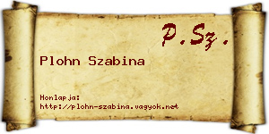 Plohn Szabina névjegykártya